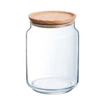 Bocal en verre couvercle bois 2l