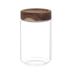 Bocal en verre et couvercle en bois d'acacia Bocal en verre et couvercle en bois d'acacia