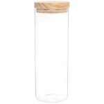 Bocal en verre couvercle en bois de pin h29 Bocal en verre couvercle en bois de pin h29