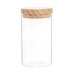Bocal en verre couvercle en bois de pin h38 Bocal en verre couvercle en bois de pin h38