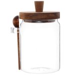 Bocal en verre avec couvercle et cuillère en bois d'acacia Bocal en verre avec couvercle et cuillère en bois d'acacia