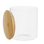 Bocal en verre transparent et couvercle en bambou h18 Bocal en verre transparent et couvercle en bambou h18