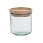 Bocal en verre transparent et couvercle en bois d'hva h10