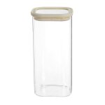 Bocal en verre transparent et silicone écru h22 Bocal en verre transparent et silicone écru h22