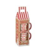 Bote de 2 mugs en cramique rouge 12x9. 1x30 cm