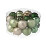 Bote de 30 boules de nol en plastique vert 31x31x16 cm