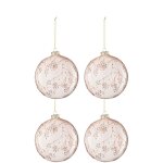 Boite de 4 boules de nol en verre rose 12x12x12 cm