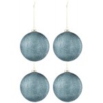 Boite de 4 boules de nol en verre vert 12x12x12 cm