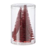 Boite de 4 sapins de nol artificiel en plastique rouge h. 9  15 cm