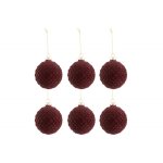 Boite de 6 boules de nol en verre bordeaux 8x8x8 cm