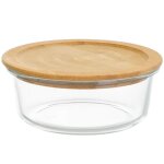 Bote de conservation ronde en verre et bambou 950ml