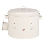 Bote  croquettes pour chat en mtal blanc