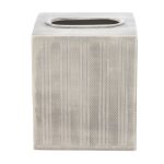 Boite � mouchoirs en m�tal finition argent vieilli - h14 cm