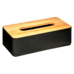 Bote  mouchoirs rectangulaire noire et bambou