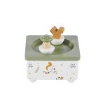 Bote  musique cureuil et champignon verte, blanche et orange