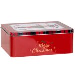 Bote de nol en mtal motif tartan et casse - noisette multicolore