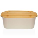 Bo�te � pain en polypropyl�ne beige et couvercle bambou 33x18. 5x12cm
