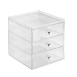 Boite de rangement pour cosmtiques 3 tiroirs - transparent