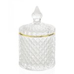 Bote de rangement coton - tiges salle de bain verre et or