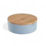 Bo�te de rangement ronde avec miroir 14x5cm bleu