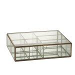 Boite rectangulaire en verre et mtal bronze 38x28x9cm