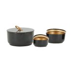 Boites rondes en m�tal laqu� noir (lot de 3)