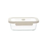 Bote en verre et couvercle beige l21