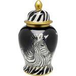 Bo�te z�bres en porcelaine noire, blanche et dor�e