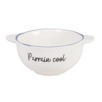 Bol breton en cramique blanche imprim bleu et noir