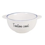 Bol breton en cramique blanche imprim bleu et noir