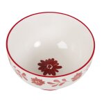 Bol en cramique blanche motif floral rouge