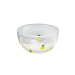 Bol dcoratif en verre transparent  motif jaune et vert d14
