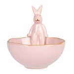 Bol en porcelaine rose avec lapin