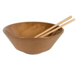 Bol � ramen en c�ramique ocre et baguettes en bois d'acacia