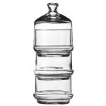 Bonbonnière en verre à 3 étages empilables avec couvercle Bonbonnière en verre à 3 étages empilables avec couvercle