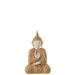 Bouddha assis en rsine naturel et beige 16x10x26cm