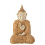 Bouddha assis en rsine naturel et beige 24x17x40cm