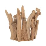 Bougeoir en bois de chne et verre