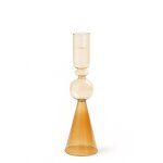 Bougeoir dcoratif en verre orange ambr transparent h31