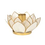 Bougeoir lotus en nacre et métal blanc et doré Bougeoir lotus en nacre et métal blanc et doré