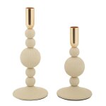 Bougeoir en m�tal cr�me et dor� (lot de 2, � 10x20 - 10x25, 5 cm)