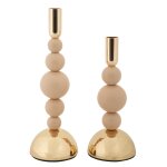 Bougeoir en m�tal rose et dor� (lot de 2, � 10x24 - 10x29, 5 cm)