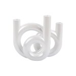 Bougeoir polyr�sine blanc 18x12x20cm