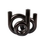 Bougeoir polyrsine gris 18x12x20cm