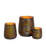 Bougeoirs set de 3 en mtal bronze