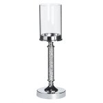 Bougeoir verre 41 cm argenté Bougeoir verre 41 cm argenté
