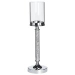 Bougeoir verre 48 cm argenté Bougeoir verre 48 cm argenté