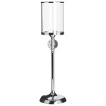 Bougeoir verre 58 cm argenté Bougeoir verre 58 cm argenté