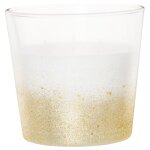 Bougie de no�l parfum�e en verre � paillettes dor�es