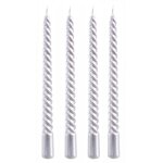 Bougies de noël torsadées argentées h20cm - lot de 4 Bougies de noël torsadées argentées h20cm - lot de 4